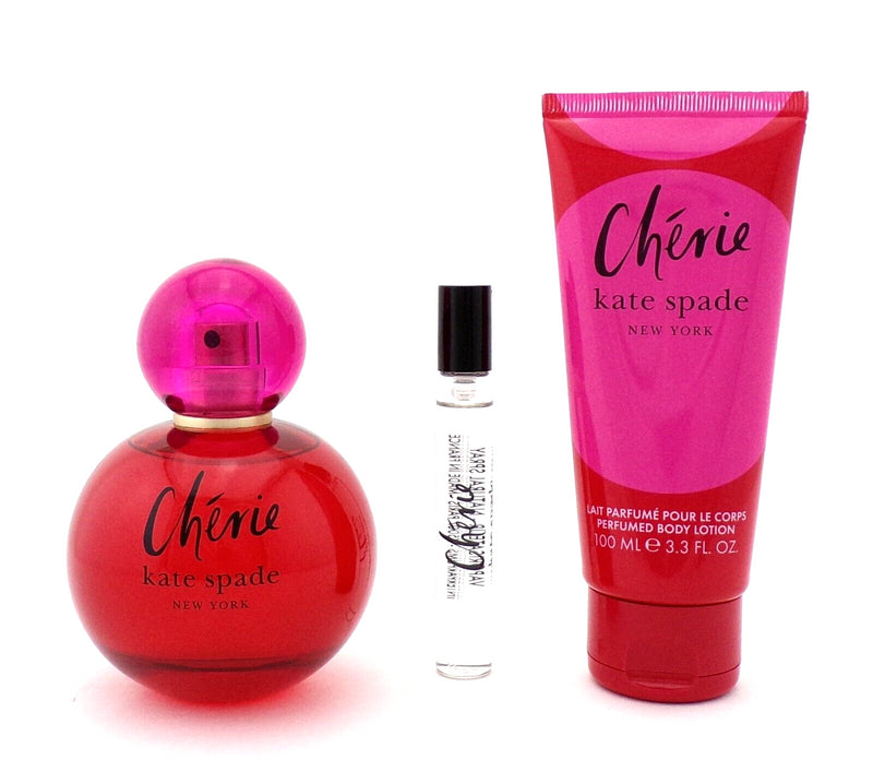 CHERIE by Kate Spade 3.3oz & 0.25oz EDP Spray + 3.3oz B/Lotion. New Women's SET