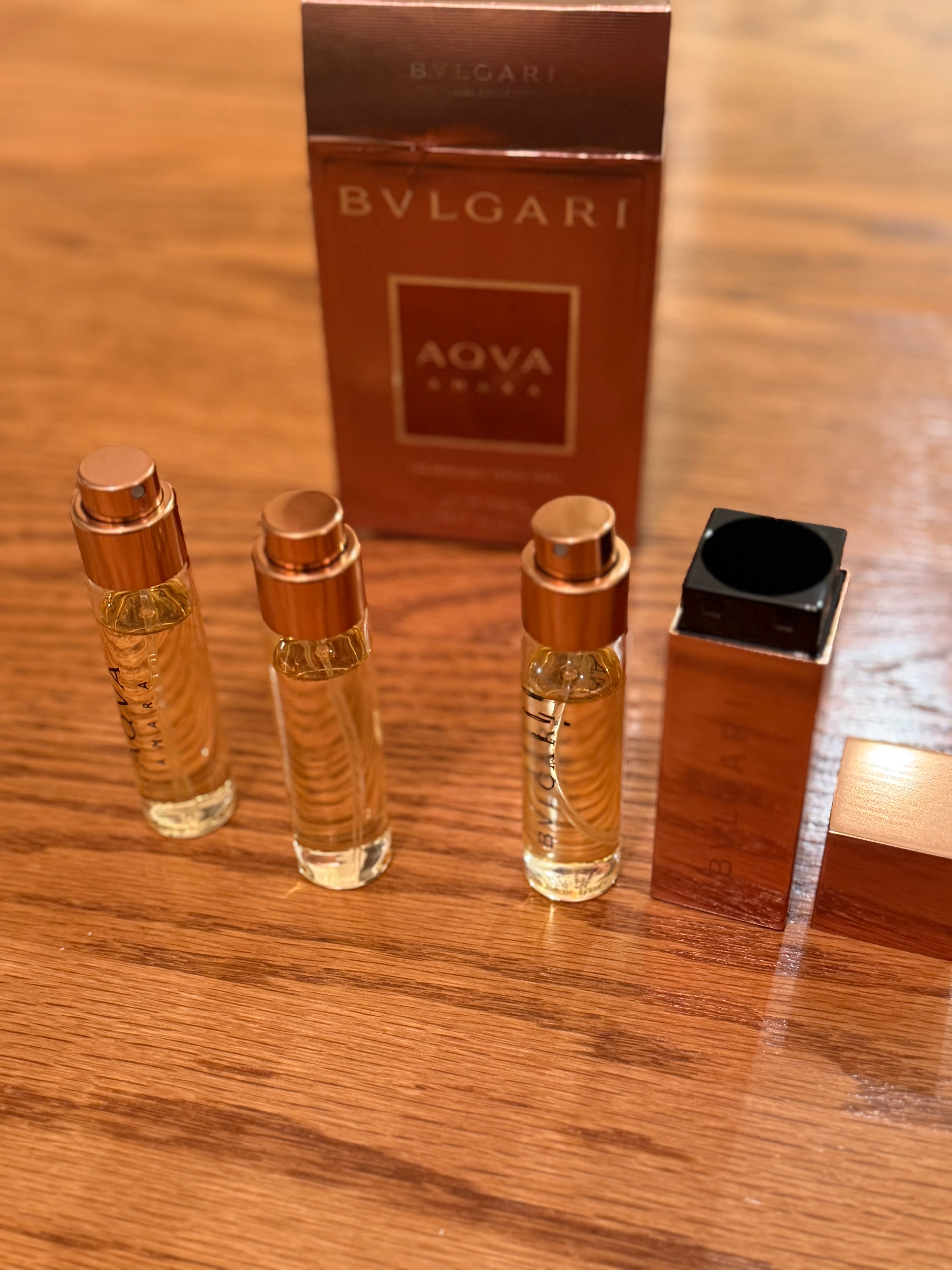 Bvlgari Aqua Amara Travel Spray and case 3x15 ml. Very rare discontinued.