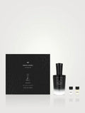 MIND GAMES perfume set with black packaging and gradient bottle on a white background