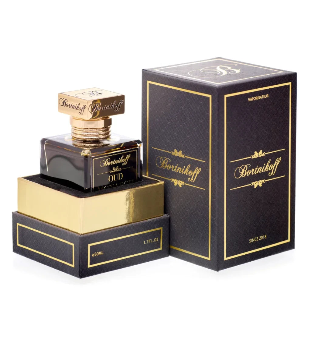 Perfume bottle and packaging with 'Borinho' brand on a white background