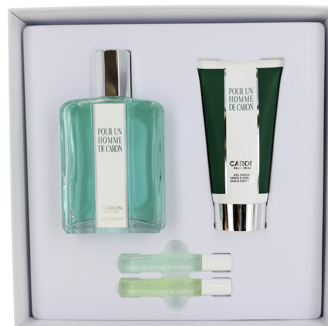 Caron 4-Piece Set (Pour Homme 4.2 oz, 5 ml Le Matin, 5 ml Le Soir EDP)