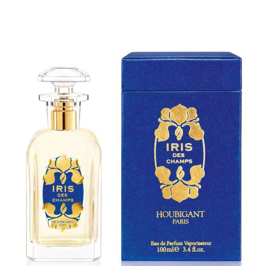 Houbigant Paris Iris des Champs perfume bottle and packaging on a white background