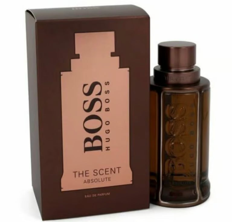 Hugo Boss The Scent Absolute perfume bottle and packaging on a white background